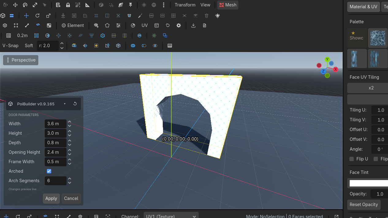Arched doorway, built from its parameters, not from a boolean.