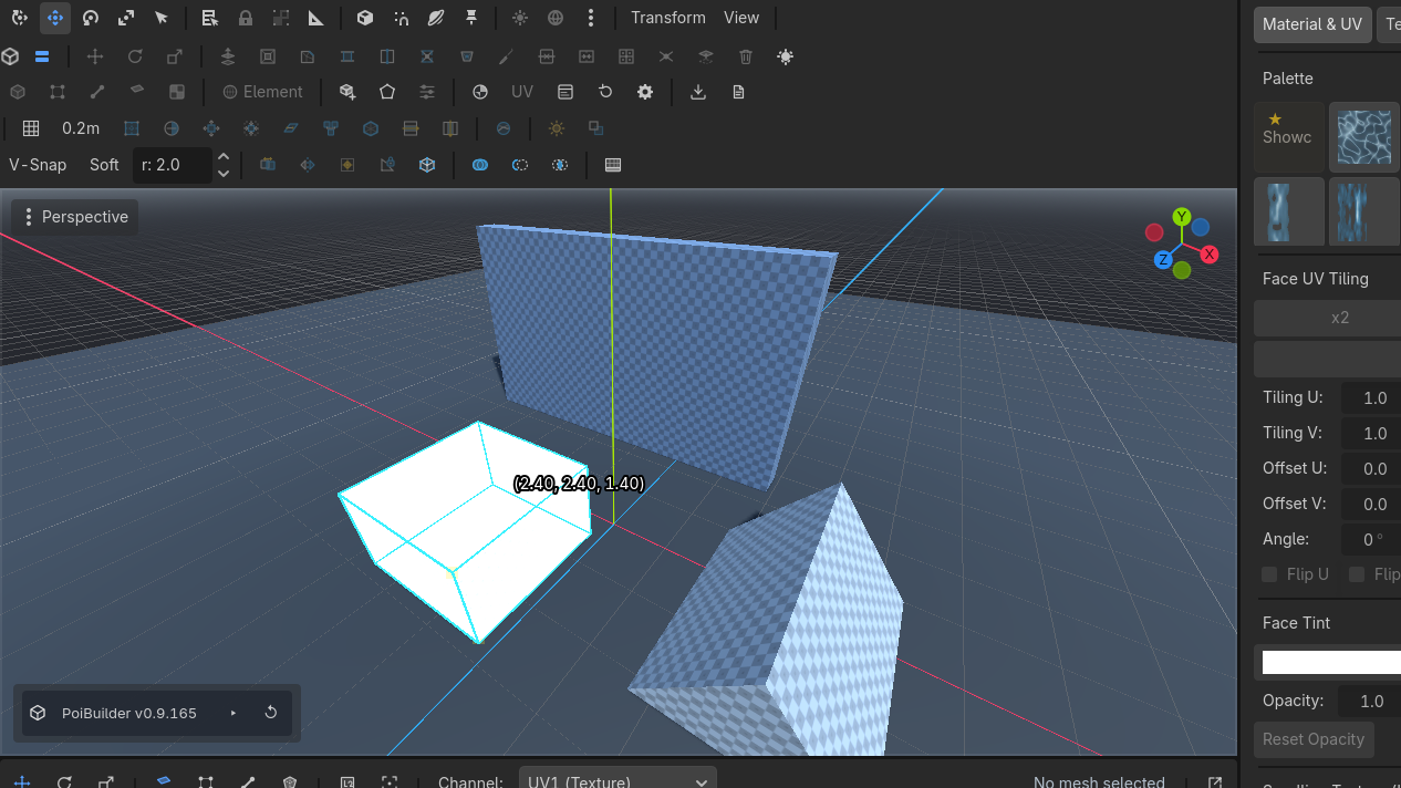 The same drag on the floor. Height is the third axis, along the face normal.