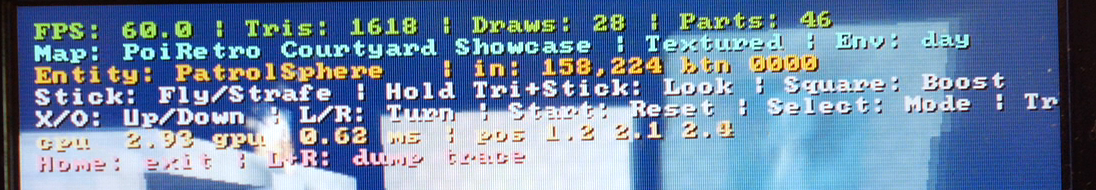 Measured on the device for the showcase map: 60 fps, 1618 tris, 20 draws. That row is that map, that camera, that build — not a promise about yours.