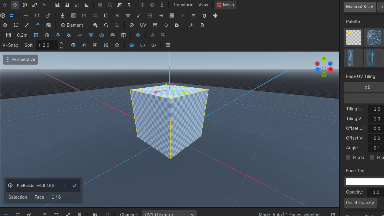 Face, edge and vertex modes on the same cube.